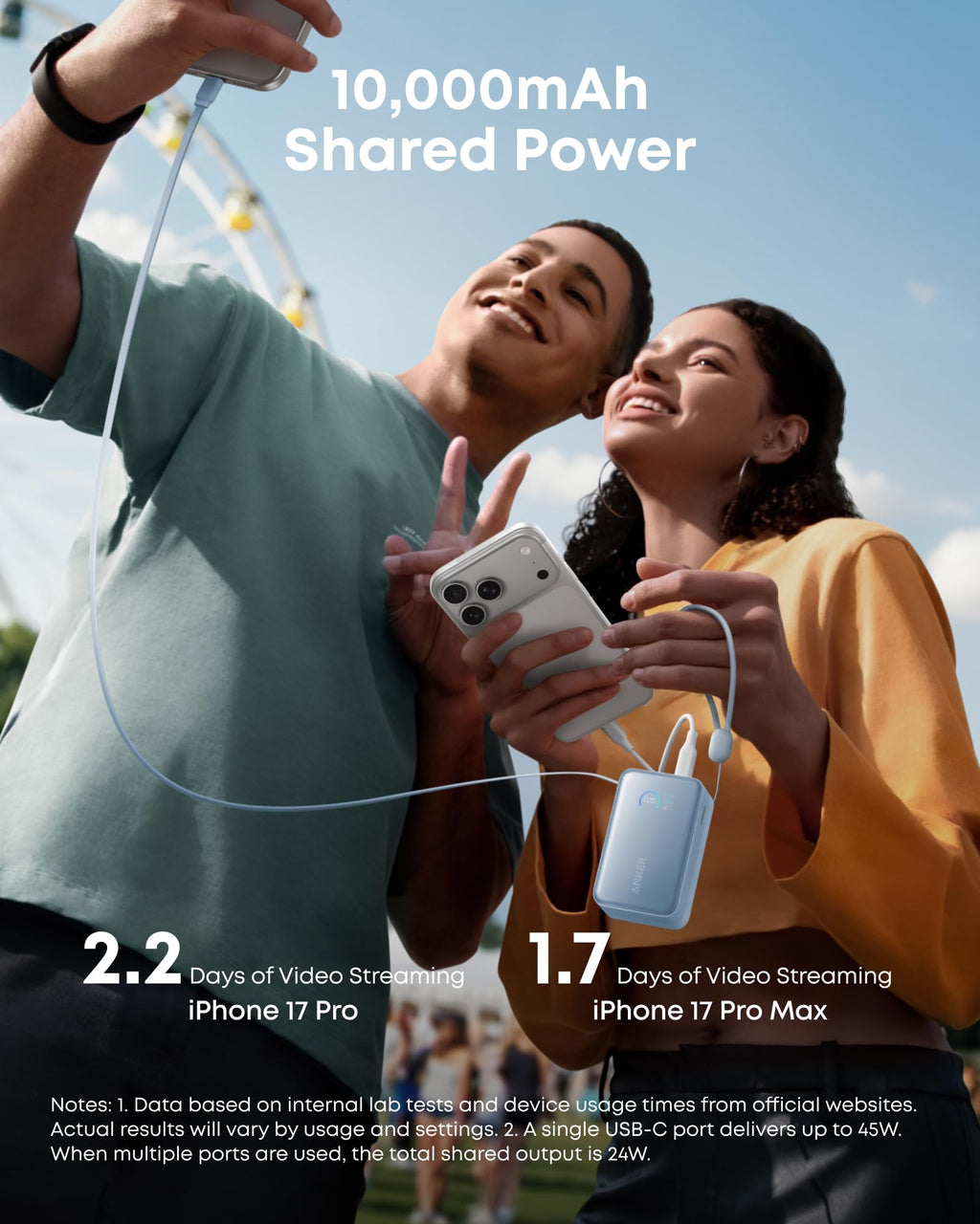 Anker Nano Power Bank (10K, 45W, Built-In Retractable USB-C Cable)