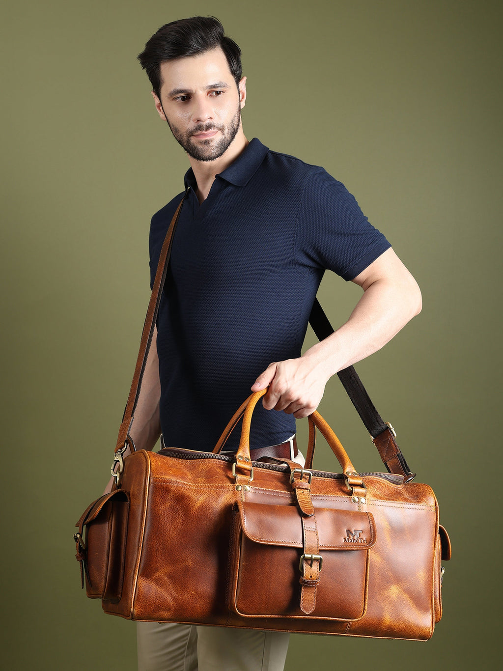 Berlin Leather Weekender Duffle Bag
