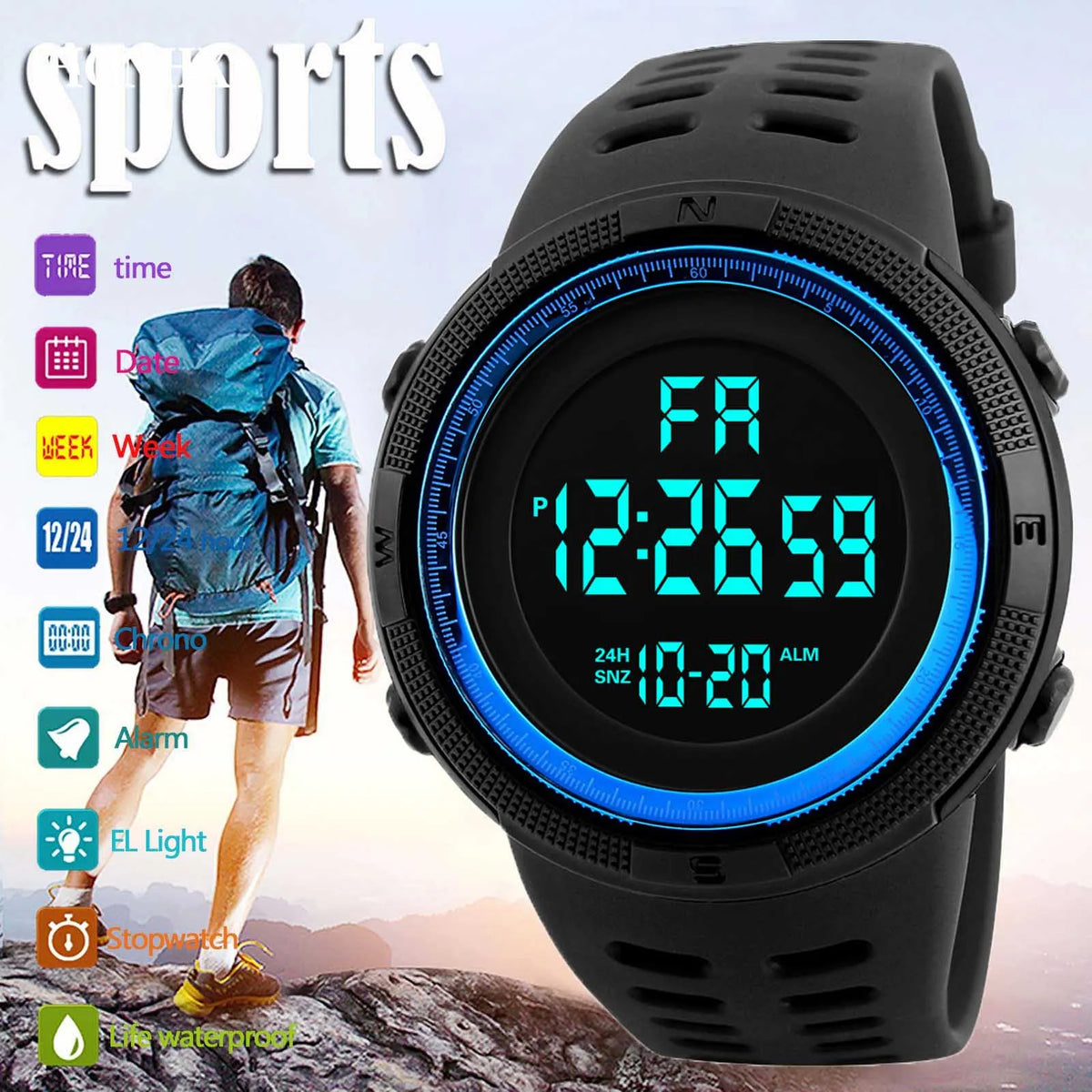 YIKAZE Digital Sport Watch with Backlight