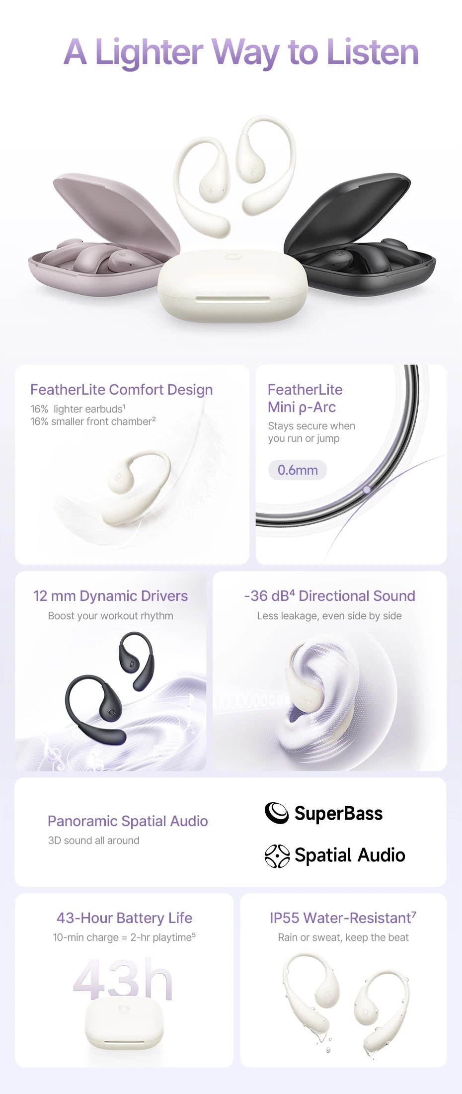 Baseus Eli 2i Fit and BF1 Lite Open-Ear Earbuds