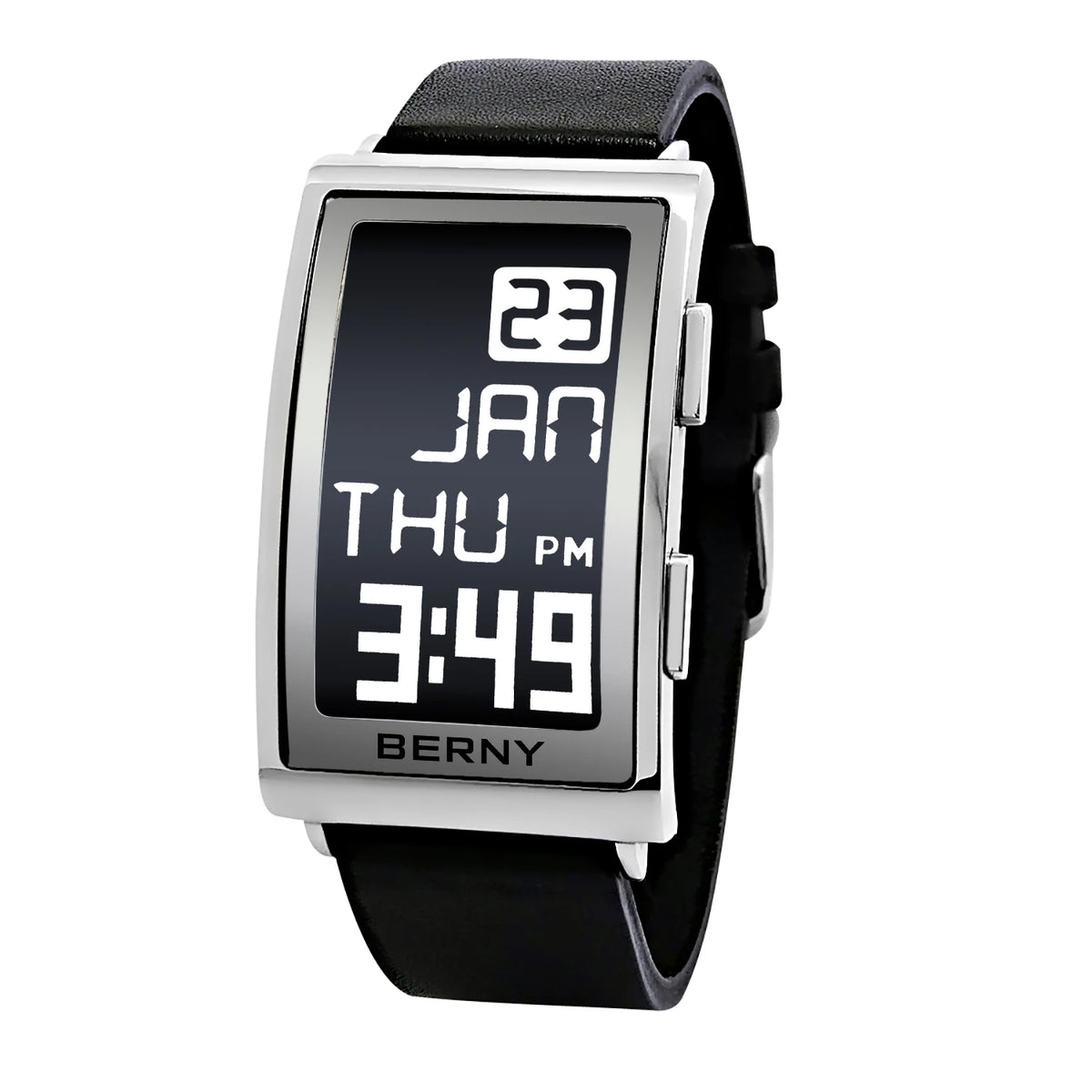 E002 E-Paper Digital Watch with Leather Strap