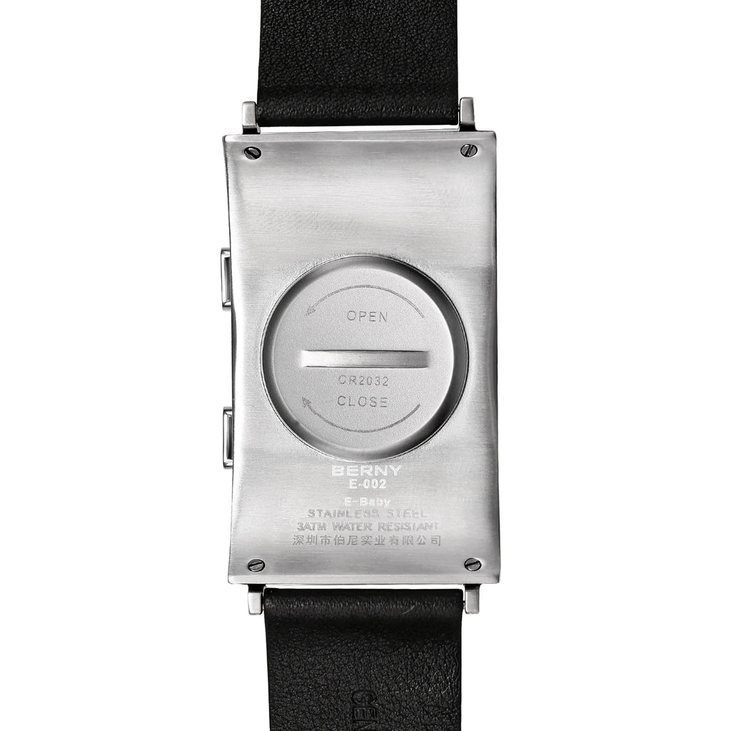 E002 E-Paper Digital Watch with Leather Strap
