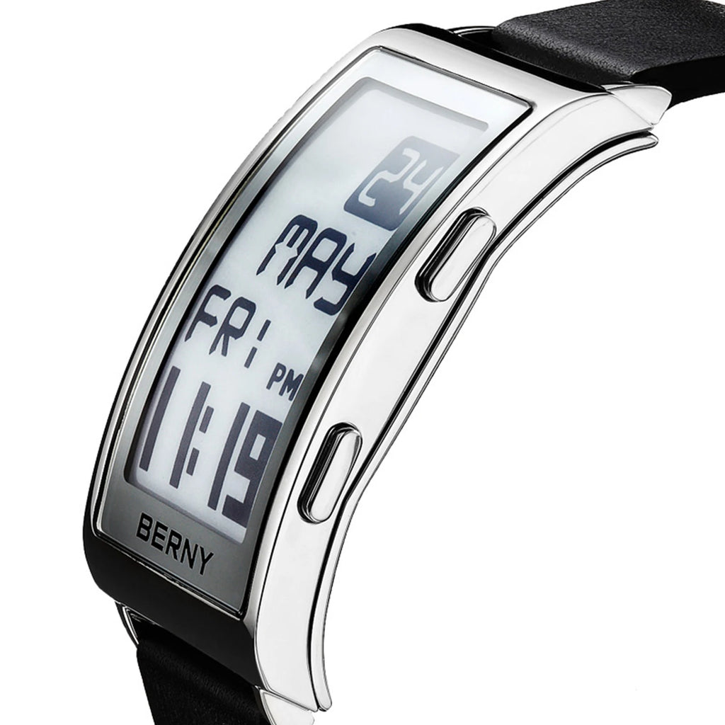 E002 E-Paper Digital Watch with Leather Strap