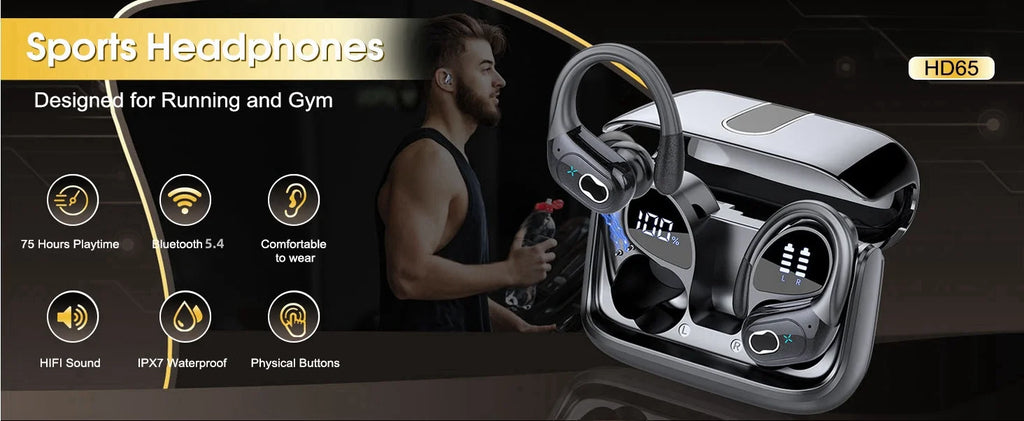 GDLYL Wireless Sports Earbuds with Ear Hooks