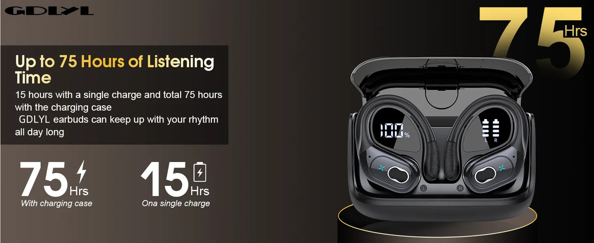 GDLYL Wireless Sports Earbuds with Ear Hooks