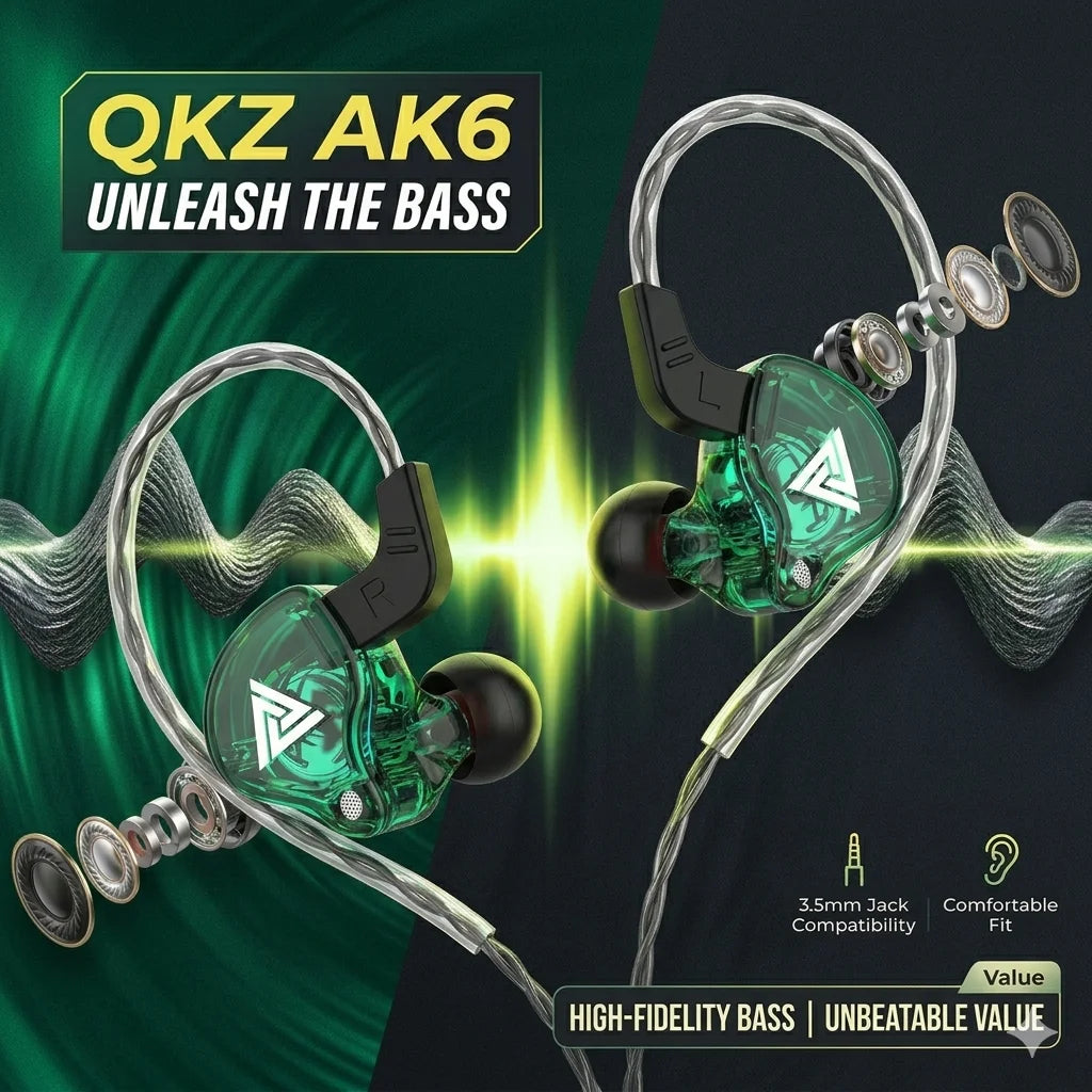 AK6 Wired In-Ear Gaming Earbuds with Microphone