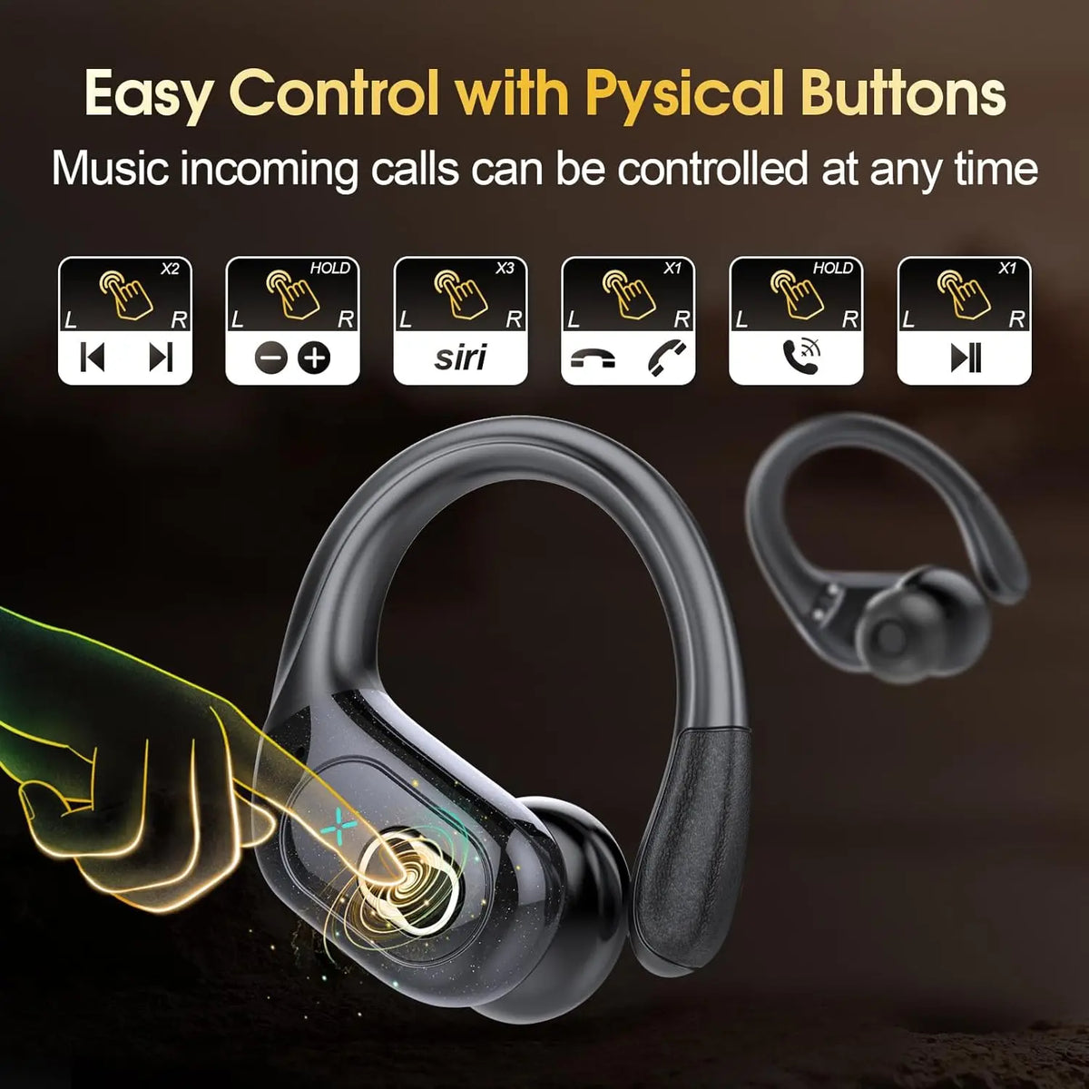 GDLYL Wireless Sports Earbuds with Ear Hooks