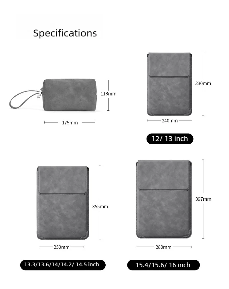 PU Laptop Sleeve with Size and Set Options