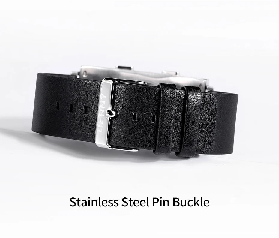 E002 E-Paper Digital Watch with Leather Strap
