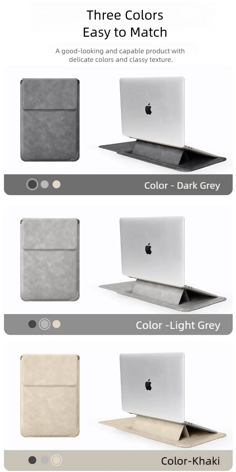 PU Laptop Sleeve with Size and Set Options