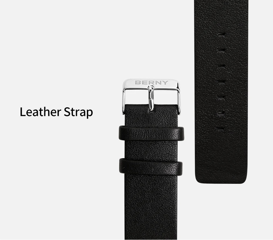 E002 E-Paper Digital Watch with Leather Strap
