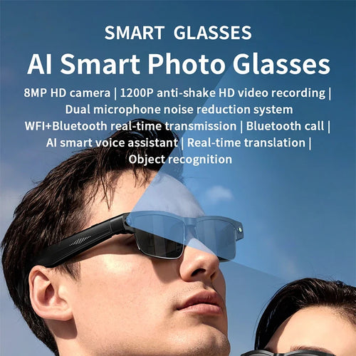 2026 AI Smart Glasses 800W HD Camera Video Recording WIFI Transmission Music AI Object Recognition 270mAh BT Call Smart Glasses